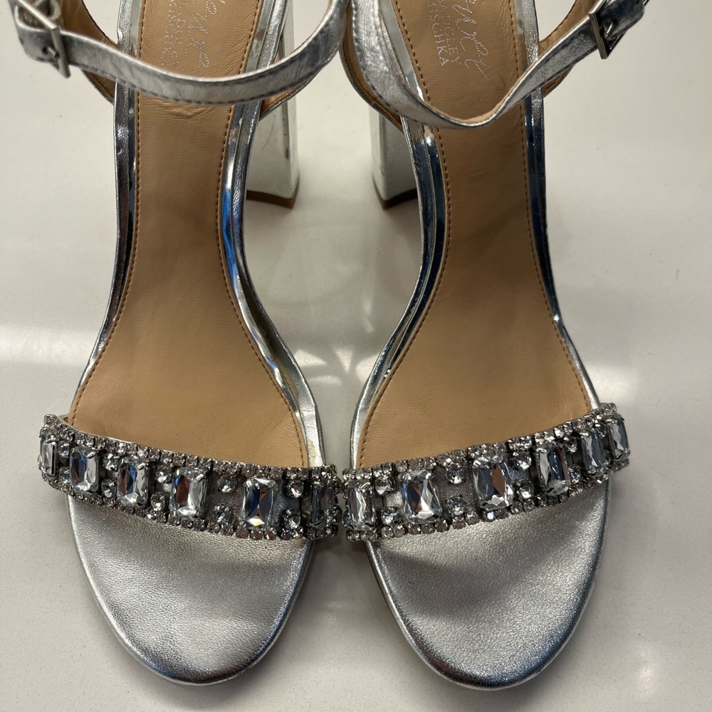 Ankle strap evening heel with jewels